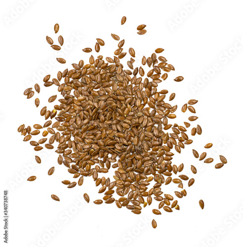 Flax seeds isolated on a white background. culinary product for weight loss, cleansing the body, improving hair and skin
