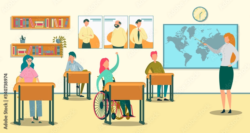 Girl in Wheelchair Answering Teachers Question Girl in Wheelchair Answering Teachers Question