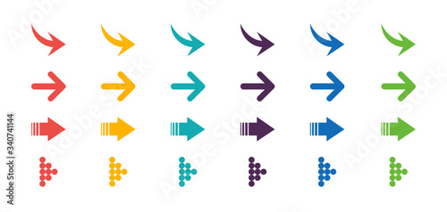 Arrows set icon. Arrows set vector illustration. Arrow icon. Colorful arrow symbols. vector icon. Arrows vector collection. Vector illustration photo
