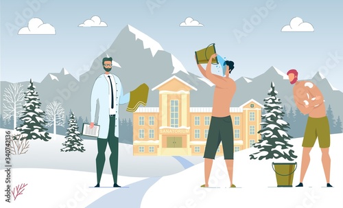 Man Pouring Cold Water from Bucket Treatment.