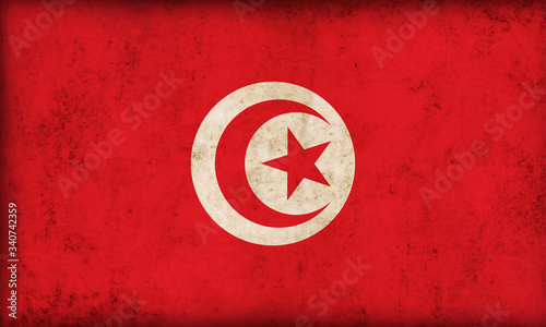 Tunisian flag on grunge background