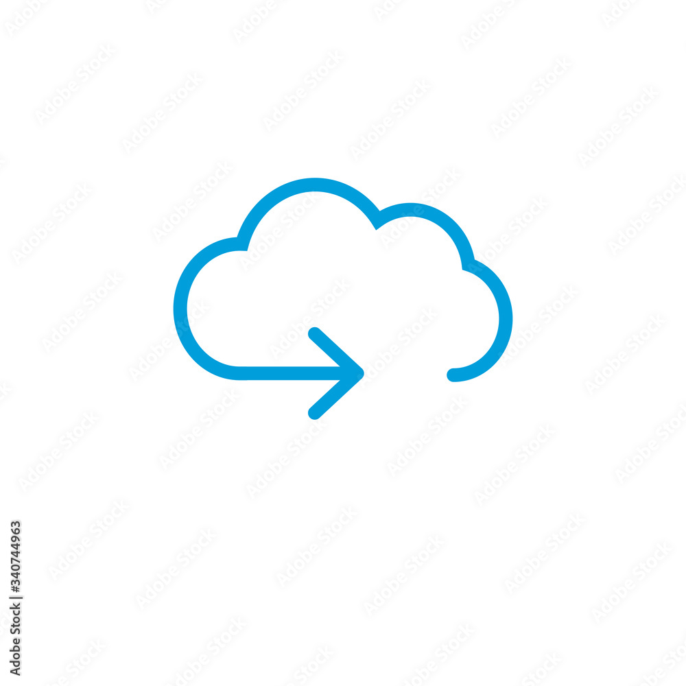 A minimalistic cloud icon with arrow, cloud computing idea or cloud related idea. Stock Vector illustration isolated on white background. A minimalistic cloud icon with arrow, cloud computing idea or cloud related idea. Stock Vector illustration isolated on white background.