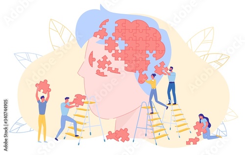 People with Puzzle Piece Try to Help Human Person