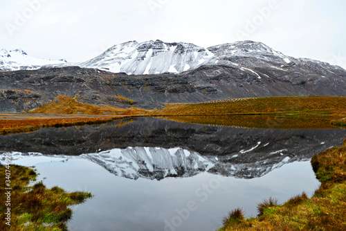 mountain lake in autumn in antarctica