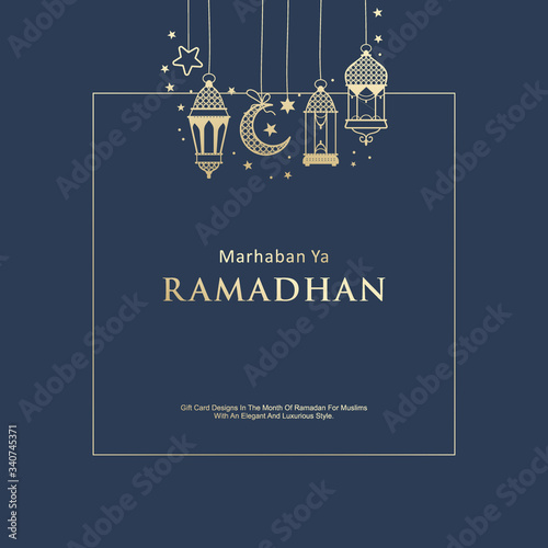 Ramadan kareem season background with hanging lamps