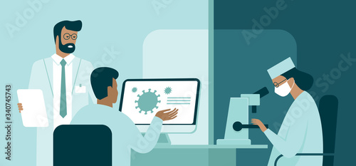 Team of medic scientist making research in lab