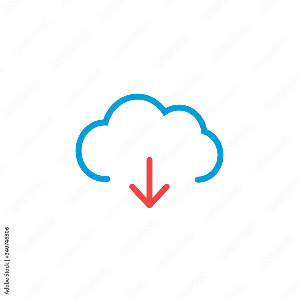 Cloud download icon. Download icon, digital cloud with arrow, music, video upload, media application, phone, computer. Stock Vector illustration isolated on white background. Cloud download icon. Download icon, digital cloud with arrow, music, video upload, media application, phone, computer. Stock Vector illustration isolated on white background.