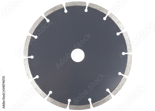 Diamond saw blade for cutting concrete isolated on a white background
