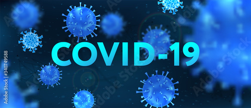 MERS-CoV 2 (middle East respiratory syndrome coronavirus). Dark background with 3D bacteria COVID-19. Abstract background with microbe. Vector illustration dark background