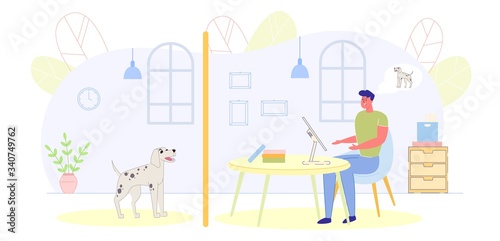 Man Character Disturbed with Noisy Neighbors Dog.