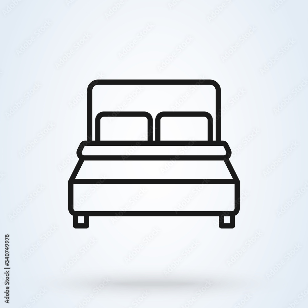 bed pillow simple . Line art style icon illustration bed pillow simple . Line art style icon illustration