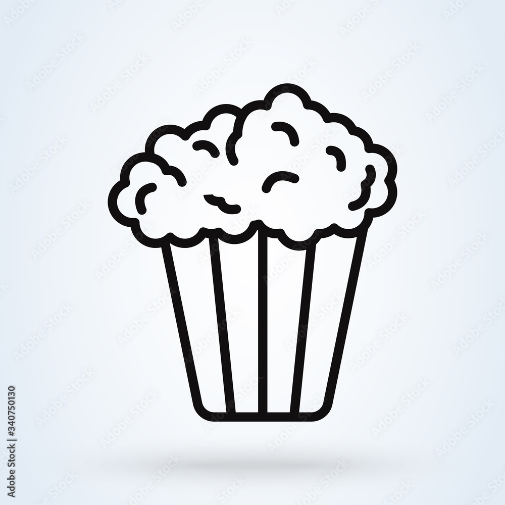 Popcorn and corn box. Line style icon symbol. illustration on white background