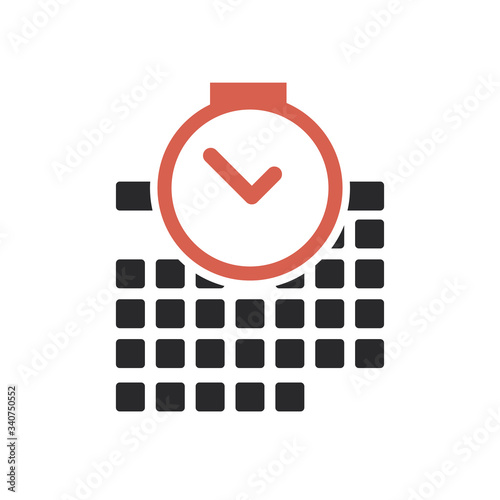 Calendar with clock icon. S...