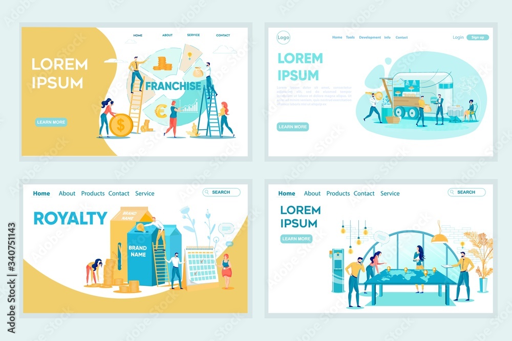 Franchising Royalty Landing Page Template Set