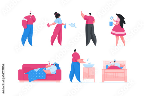 Set of vector characters during virus outbreak