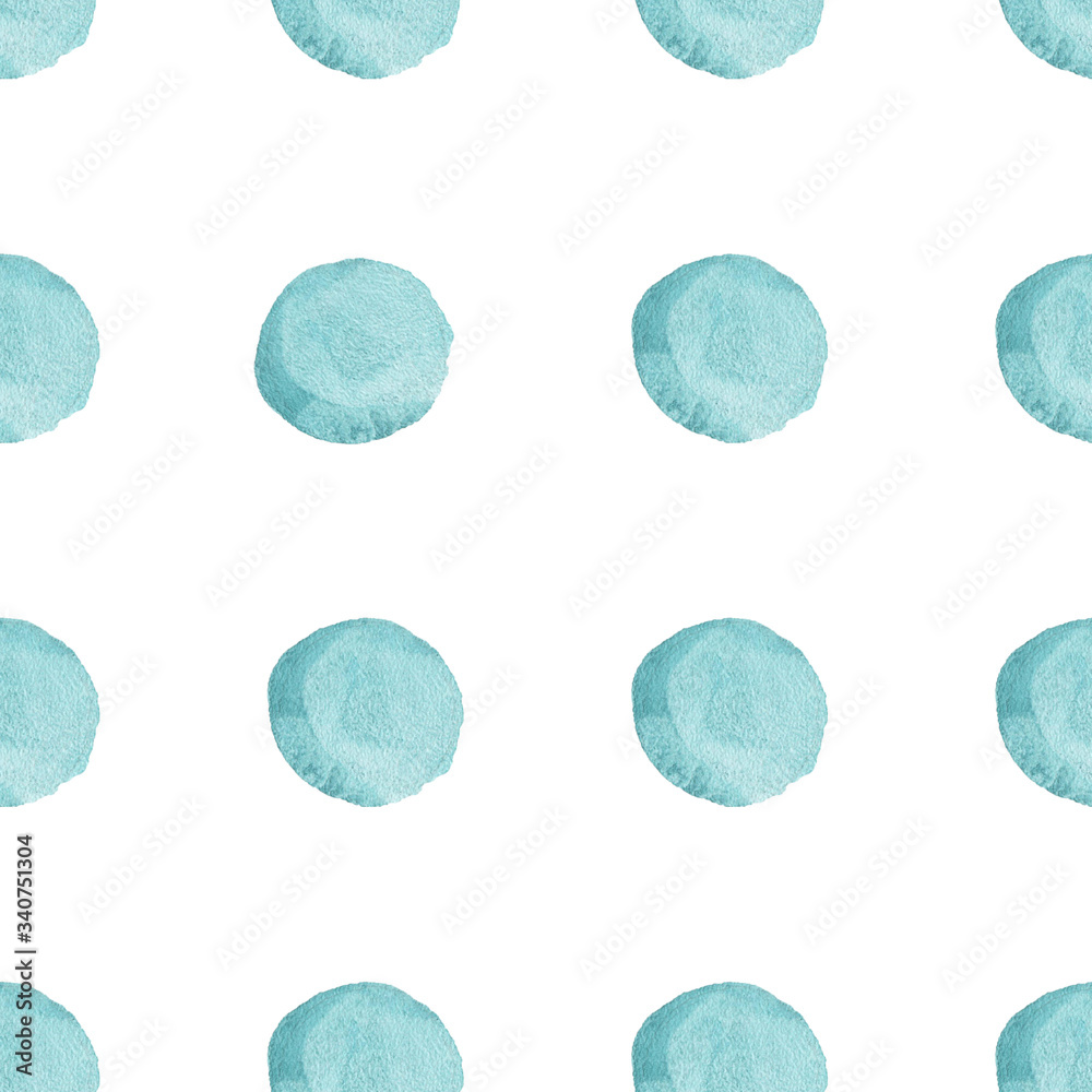 Watercolor hand drawn seamless pattern with a blue circle. Watercolor hand drawn seamless pattern with a blue circle.