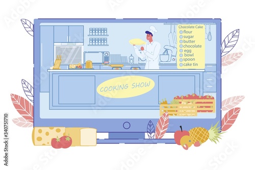 Cooking TV Show Broadcasting on TV-Set Screen