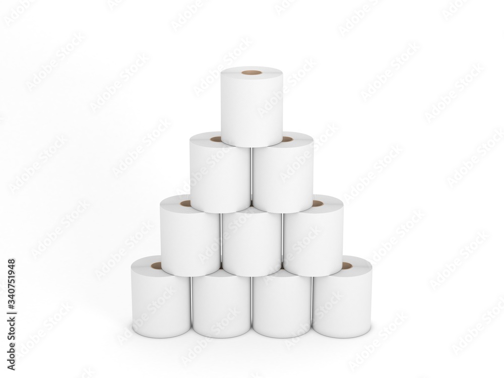 Toilet paper on white background. Coronavirus panic Toilet paper on white background. Coronavirus panic