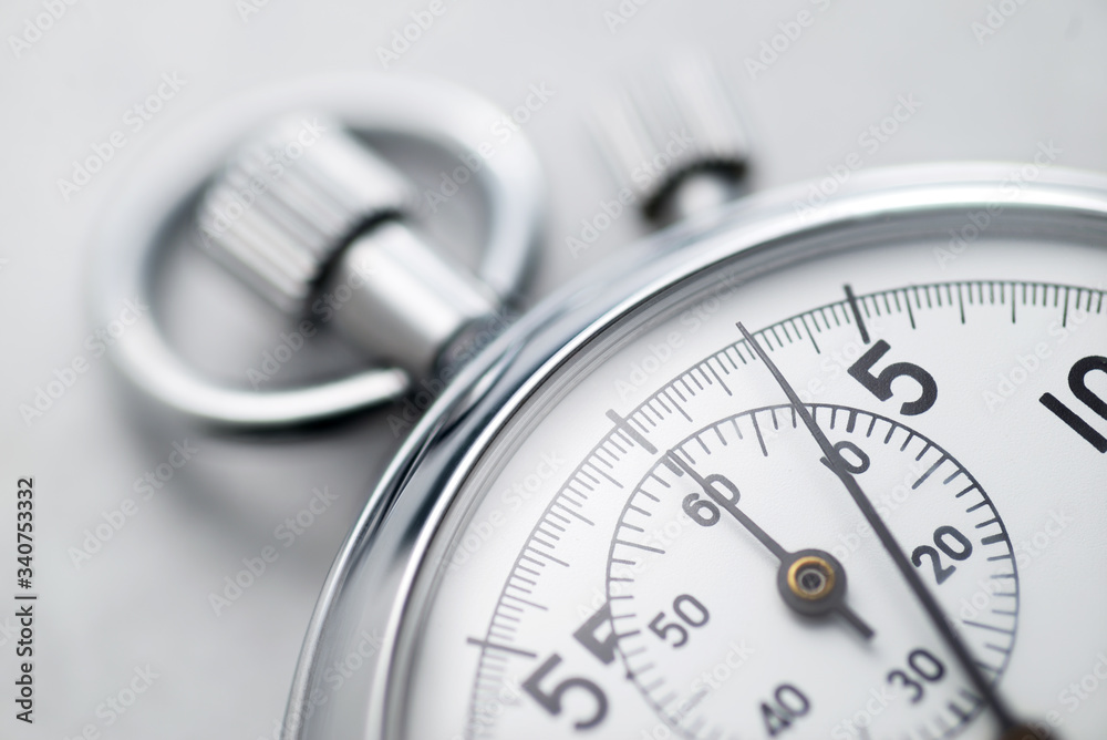 Classic metallic chrome mechanical analog stopwatch Classic metallic chrome mechanical analog stopwatch