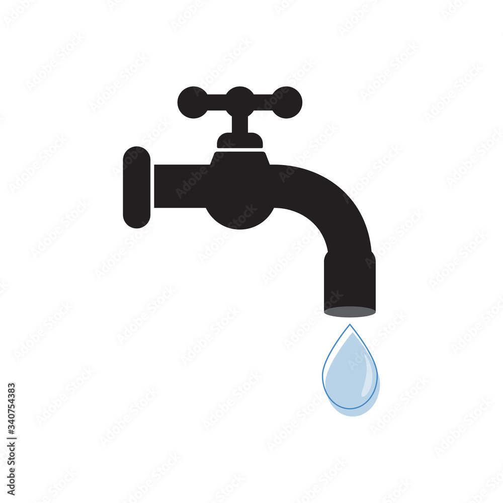 Drops of tap water from a faucet, modern design concept. Vector illustration isolated. Drops of tap water from a faucet, modern design concept. Vector illustration isolated.