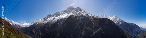 Panorama near Namche Bazaar. Everest Region of Himalayas, Nepal.