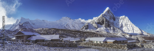 Chukhung and mount Ama Dablam in Himalayas south of Mount Everest.