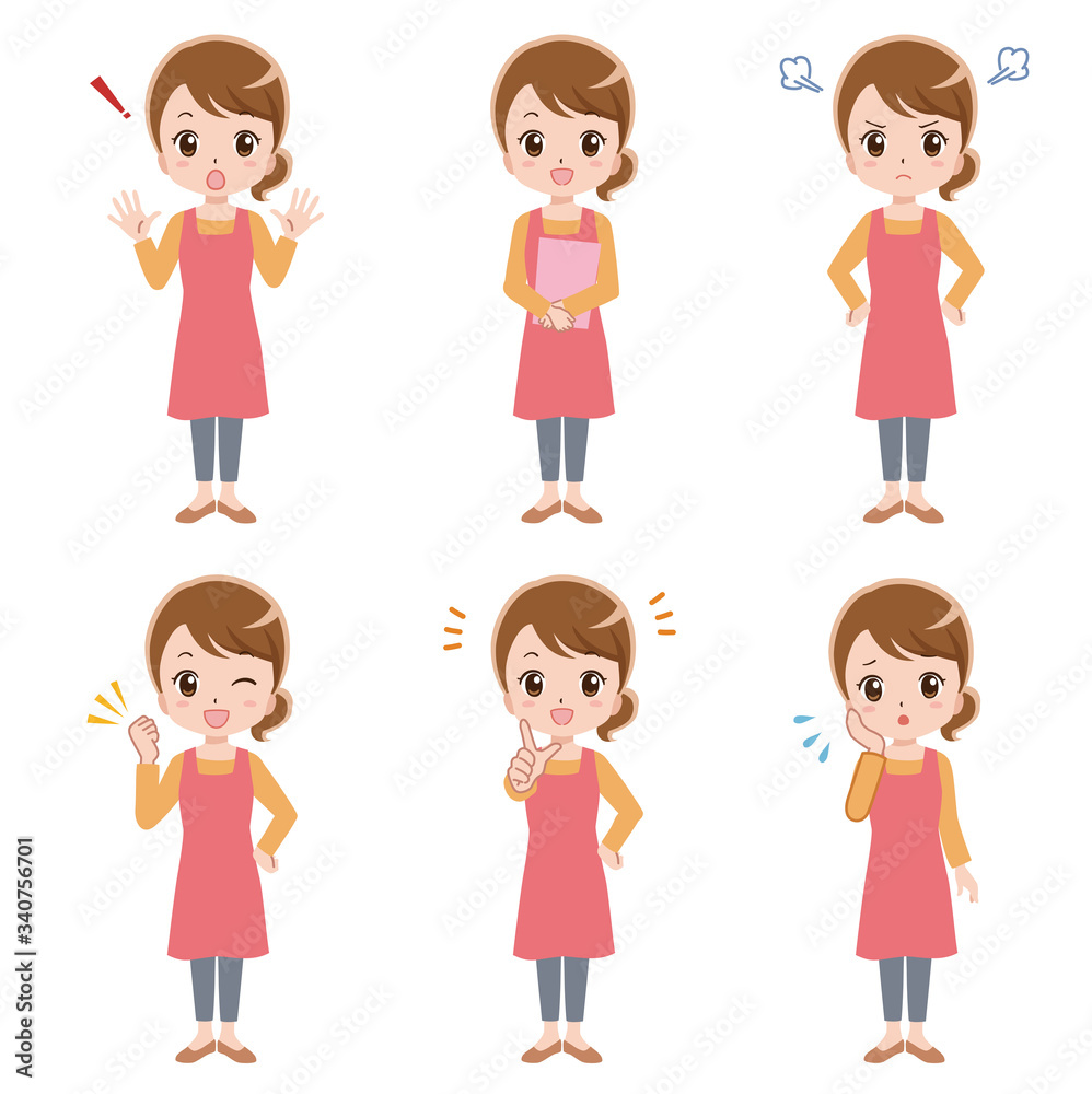 Illustration of female pose set Illustration of female pose set