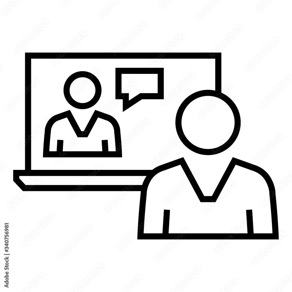 Video conference, online meeting. Video chat line icon. Video conference, online meeting. Video chat line icon.