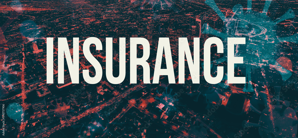 Insurance theme with downtown Los Angeles night time background Insurance theme with downtown Los Angeles night time background