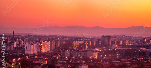 Sunset over the Ukrainian city