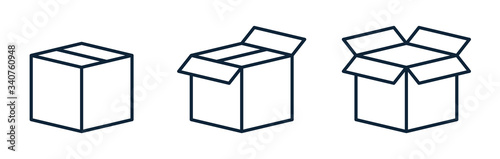 Set of shipping, delivery box or container icons.