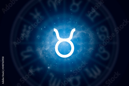 Zodiac sign Taurus on a background of the starry sky. Illustration for horoscope photo