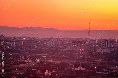 Sunset over the Ukrainian city © onyx124