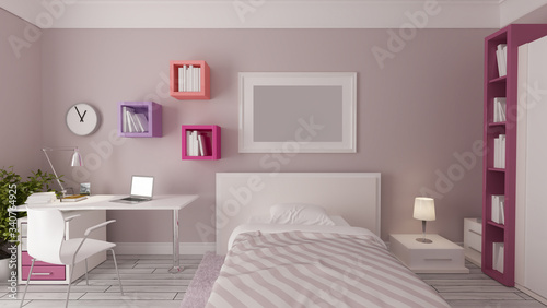 girl bedroom design idea realistic 3D rendering