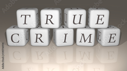 combination of True Crime built by cubic letters from the top perspective, excellent for the concept presentation