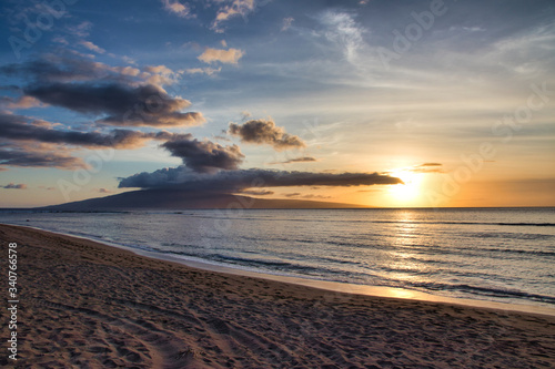 Intense sunset ay Baby Beach on Maui.