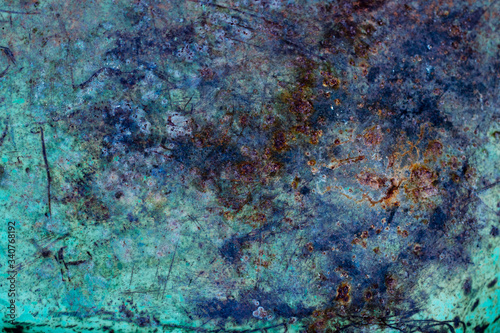 Metal Rusted Turquoise Blue Orange Texture Background 