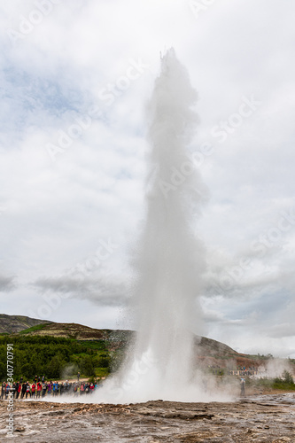 Erupting of Strokkur Geyser in the Haukadalur geothermal area, Iceland