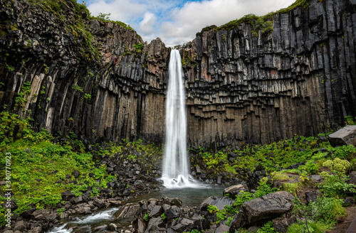 Hundafoss waterfall  on the way to Svartifoss waterfall  in Iceland