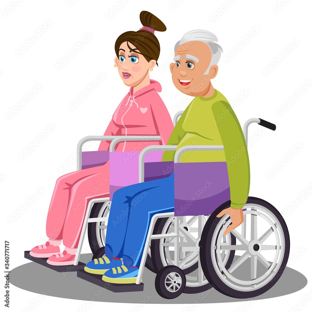 man woman disabled whitevector medical people flyer man woman disabled whitevector medical people flyer