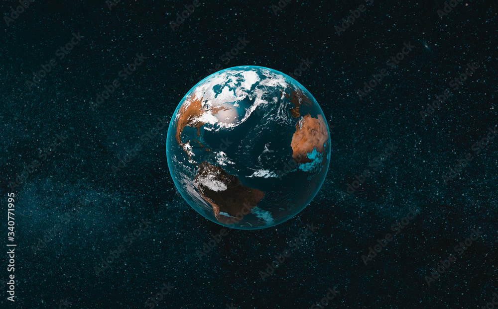 Fototapeta premium Planet earth in the orbit with stars in the background