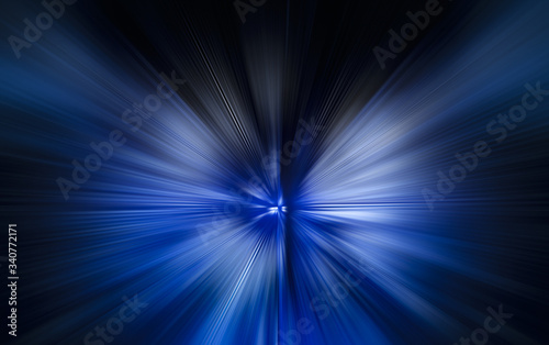 virtual tunnel in perspective. A flash of light from the center. Blue tinting. Bright color