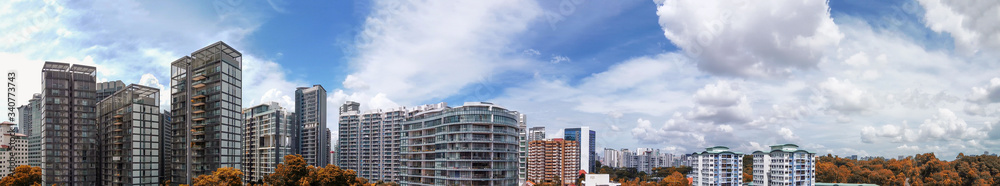 Panoramic aerial view of Emerald Hill area in Singapore