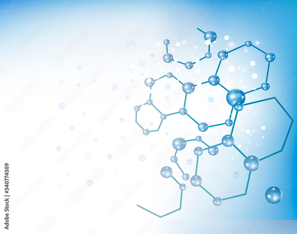 Fototapeta premium Chloroquine: Abstract minimalist background illustration with the chemical formula of the molecule whit empty space 