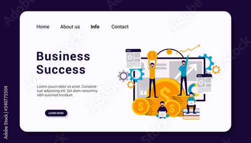 business success landing page template with group human business flat design concept. vector illustration
