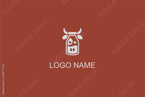logo milk bottle brand icon vector logotype