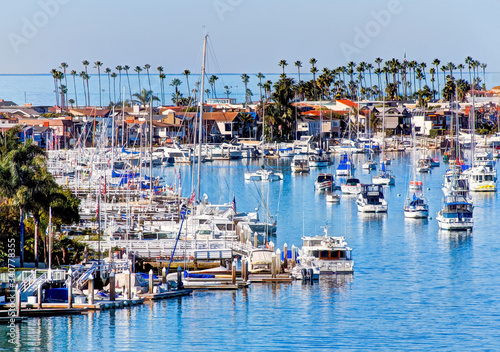 boats in Newport Beach bay marina 