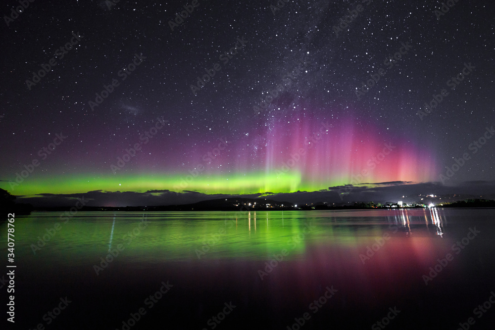 Breathtaking view of Australia aurora photo taken in Mersey River, East Devonport, Tasmania, Australia.