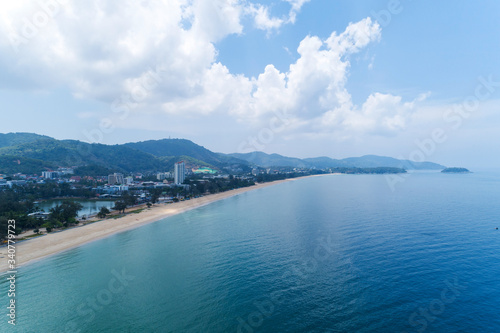 Empty beach at Karon beach Phuket Thailand in May 1- 2020 Beach closed during the Covid-19 Outbreak. © panya99