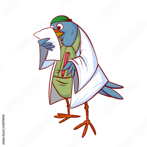 Bird doctor colorful vector illustration